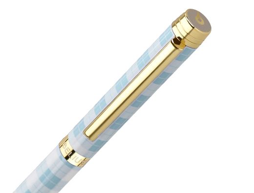Boligrafo belius perfect picnic day aluminio color azul celeste dorado tinta azulcaja de diseńo