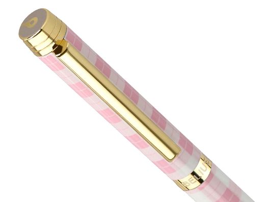 Boligrafo belius picnic aluminio color rosa dorado tinta color azul caja de diseńo