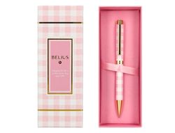 Boligrafo belius picnic aluminio color rosa dorado tinta color azul caja de diseńo