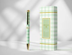 Boligrafo belius picnic aluminio color verde dorado tinta color azul caja de diseńo