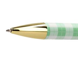 Boligrafo belius picnic aluminio color verde dorado tinta color azul caja de diseńo