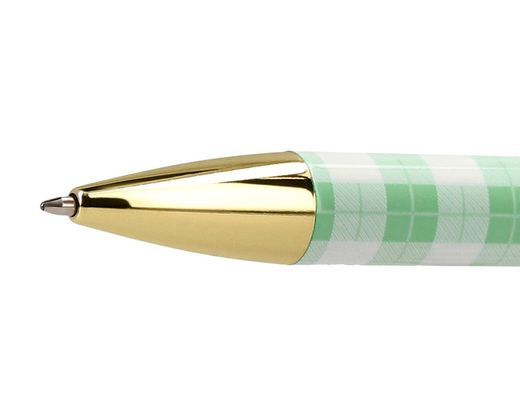 Boligrafo belius picnic aluminio color verde dorado tinta color azul caja de diseńo