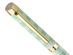 Boligrafo belius picnic aluminio color verde dorado tinta color azul caja de diseńo
