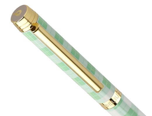 Boligrafo belius picnic aluminio color verde dorado tinta color azul caja de diseńo