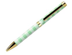 Boligrafo belius picnic aluminio color verde dorado tinta color azul caja de diseńo