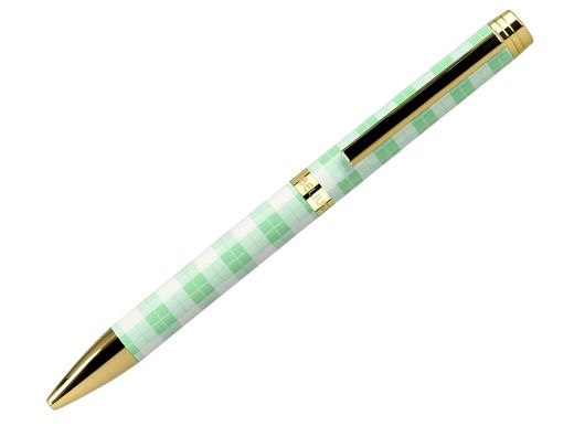 Boligrafo belius picnic aluminio color verde dorado tinta color azul caja de diseńo