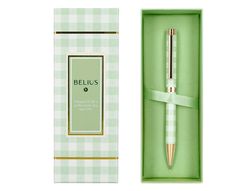 Boligrafo belius picnic aluminio color verde dorado tinta color azul caja de diseńo