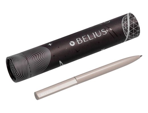 Boligrafo belius rocket b aluminio color minimalista gris tinta azul caja cilindrica