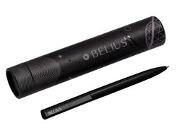 Boligrafo belius rocket b aluminio color minimalista negro tinta azul caja cilindrica