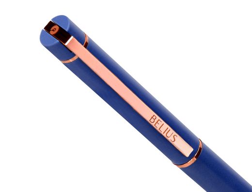 Boligrafo belius rose aluminio color azul electrico/oro rosa tinta azul caja de diseño