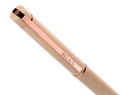 Boligrafo belius rose aluminio color beige claro oro rosa tinta azul caja de diseńo