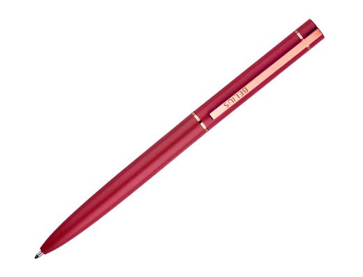 Boligrafo belius rose aluminio color burdeos oro rosa tinta azul caja de diseńo