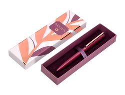 Boligrafo belius rose aluminio color burdeos oro rosa tinta azul caja de diseńo