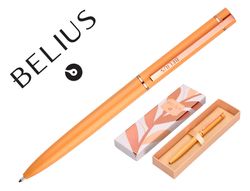 Boligrafo belius rose aluminio color naranja/oro rosa tinta azul caja de diseño