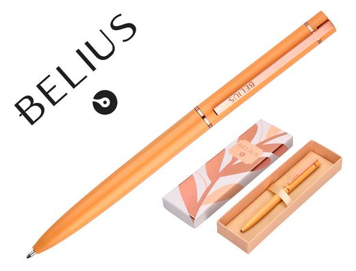 Boligrafo belius rose aluminio color naranja/oro rosa tinta azul caja de diseño