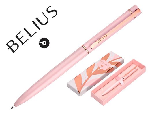 Boligrafo belius rose aluminio color rosa/oro rosa tinta azul caja de diseño