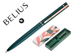 Boligrafo belius rose aluminio color verde oliva/oro rosa tinta azul caja de diseño