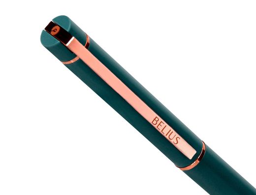 Boligrafo belius rose aluminio color verde oliva/oro rosa tinta azul caja de diseño