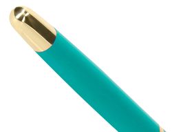 Boligrafo belius soiree aluminio color art deco turquesa y dorado tinta azul caja de diseño