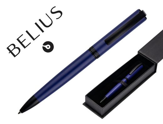 Boligrafo belius turbo aluminio color azul y negro tinta azul caja de diseño