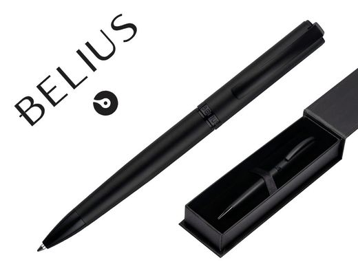 Boligrafo belius turbo aluminio color negro tinta azul caja de diseño