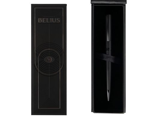 Boligrafo belius turbo aluminio color negro tinta azul caja de diseño
