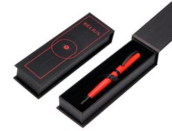 Boligrafo belius turbo aluminio color rojo y negro tinta azul caja de diseño