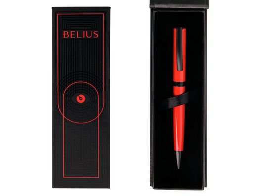 Boligrafo belius turbo aluminio color rojo y negro tinta azul caja de diseño