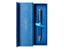 Boligrafo belius wild west aluminio color azul marino dorado tinta color azul caja de diseńo