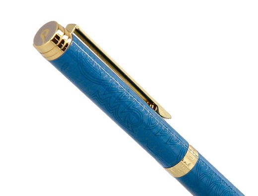 Boligrafo belius wild west aluminio color azul marino dorado tinta color azul caja de diseńo