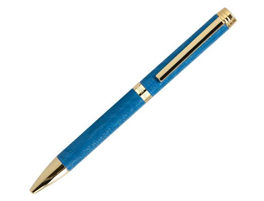 Boligrafo belius wild west aluminio color azul marino dorado tinta color azul caja de diseńo