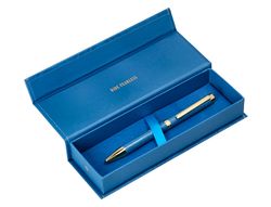 Boligrafo belius wild west aluminio color azul marino dorado tinta color azul caja de diseńo