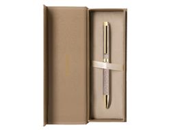 Boligrafo belius wild west aluminio color beige dorado tinta color azul caja de diseńo