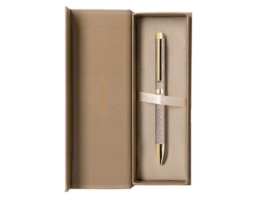 Boligrafo belius wild west aluminio color beige dorado tinta color azul caja de diseńo