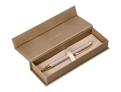 Boligrafo belius wild west aluminio color beige dorado tinta color azul caja de diseńo