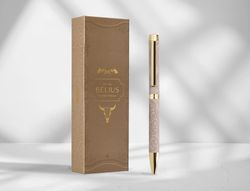 Boligrafo belius wild west aluminio color beige dorado tinta color azul caja de diseńo