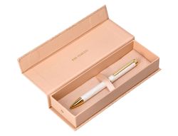 Boligrafo belius wild west aluminio color crema dorado tinta color azul caja de diseńo