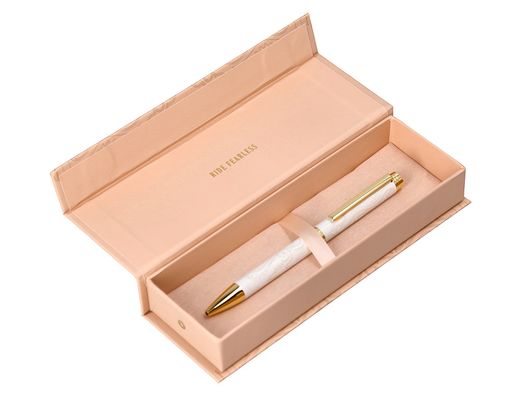 Boligrafo belius wild west aluminio color crema dorado tinta color azul caja de diseńo