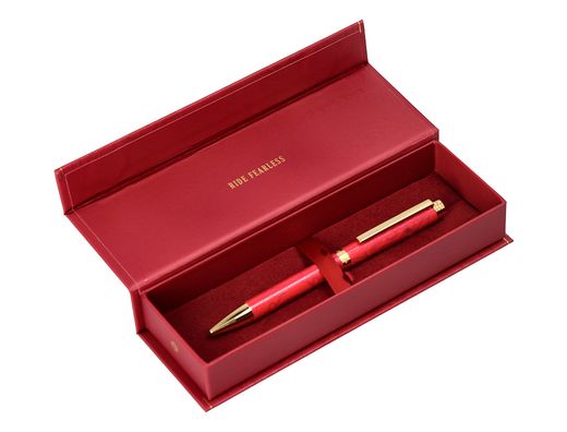 Boligrafo belius wild west aluminio color granate dorado tinta color azul caja de diseńo