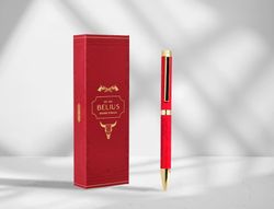 Boligrafo belius wild west aluminio color granate dorado tinta color azul caja de diseńo