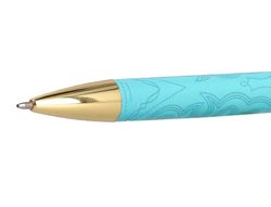 Boligrafo belius wild west aluminio color turquesa doradotinta color azul caja de diseńo