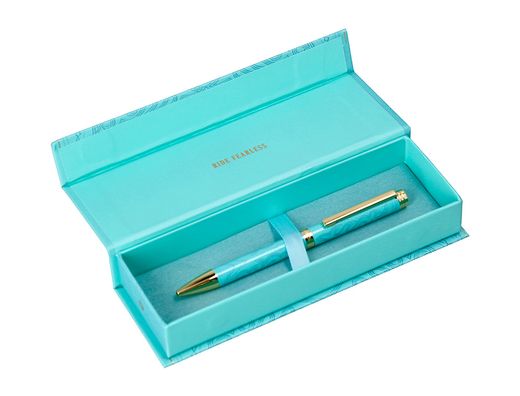 Boligrafo belius wild west aluminio color turquesa doradotinta color azul caja de diseńo