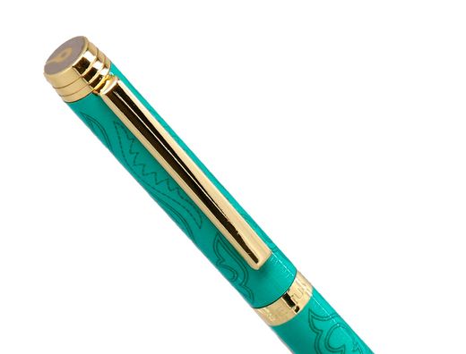 Boligrafo belius wild west aluminio color verde tinta color azul caja de diseńo