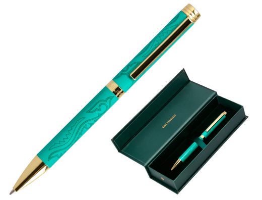 Boligrafo belius wild west aluminio color verde tinta color azul caja de diseńo