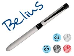 Boligrafo belius zurich 3 en 1 cuerpo plateado tinta negra y roja portaminas 0,5 mm en estuche