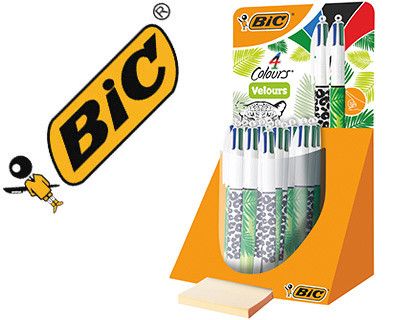 Boligrafo bic 4 colores velours expositor de 20 unidades surtidas 230x125x149 mm