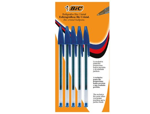 Boligrafo Bic Cristal Azul - Blister 5 unidades