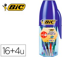 Boligrafo bic cristal mega tubo 16+4 unidades colores surtidos 8 azules / 5 negros / 4 rojos/ 3 verdes