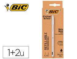 Boligrafo bic cristal renew tinta negra pack de 1 unidad + 2 recambios