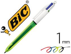 Boligrafo Bic Cuatro Colores Azul / Negro / Rojo / Amarillo Fluor Punta Media 1 Mm